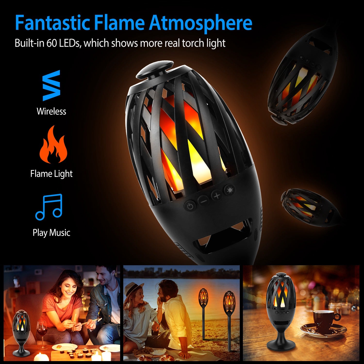 Wireless LED Flame Speakers