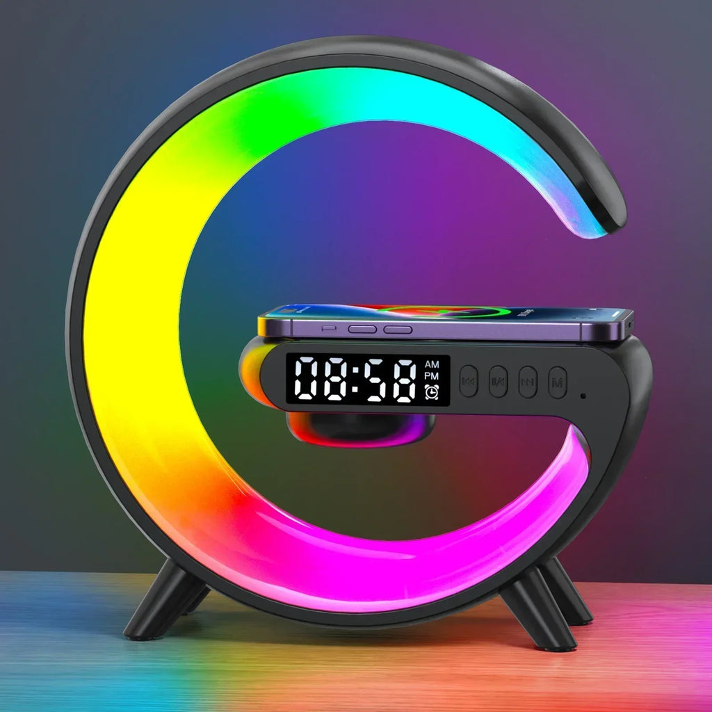 Multifunction Wireless Charger Stand Pad RGB Light with Alarm Clock
