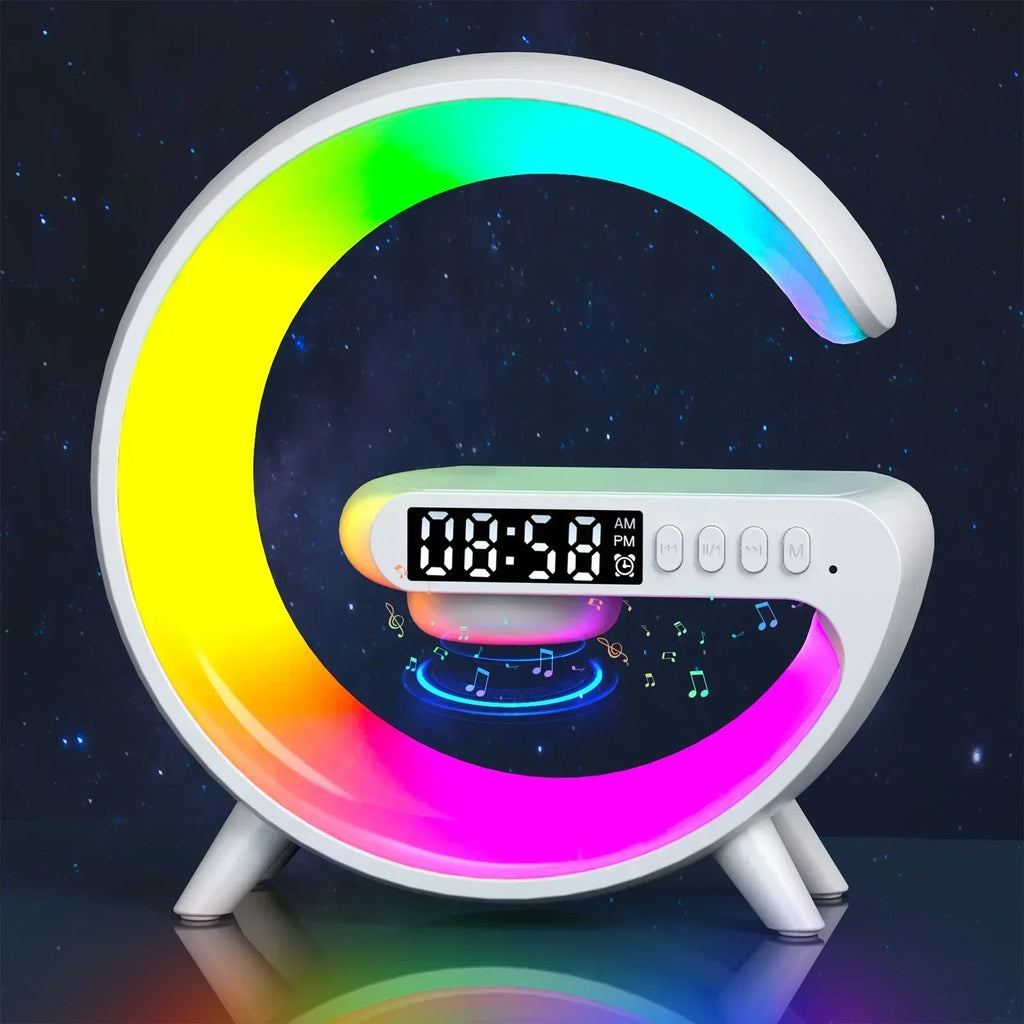 Multifunction Wireless Charger Stand Pad RGB Light with Alarm Clock