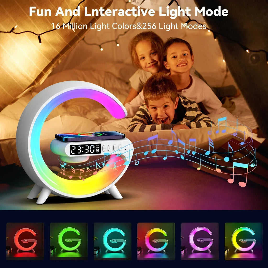 Multifunction Wireless Charger Stand Pad RGB Light with Alarm Clock