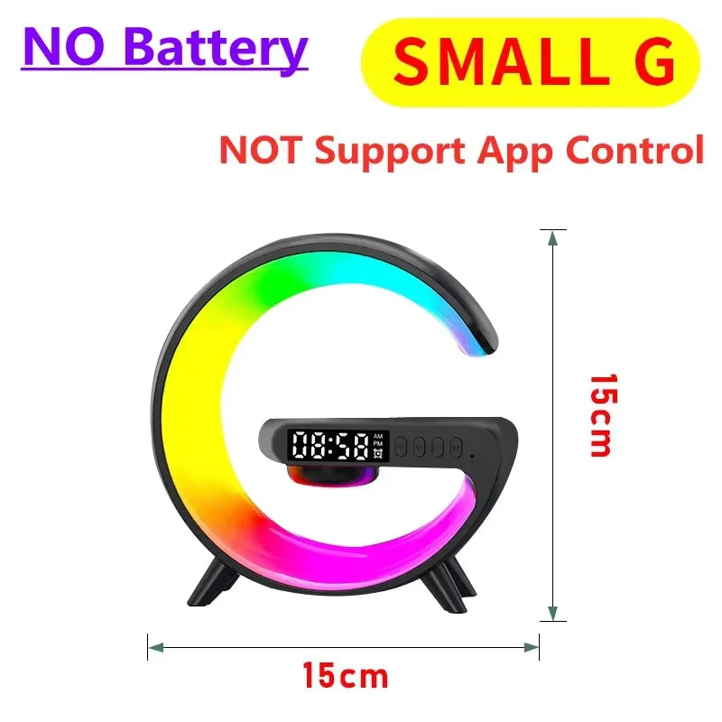 Multifunction Wireless Charger Stand Pad RGB Light with Alarm Clock